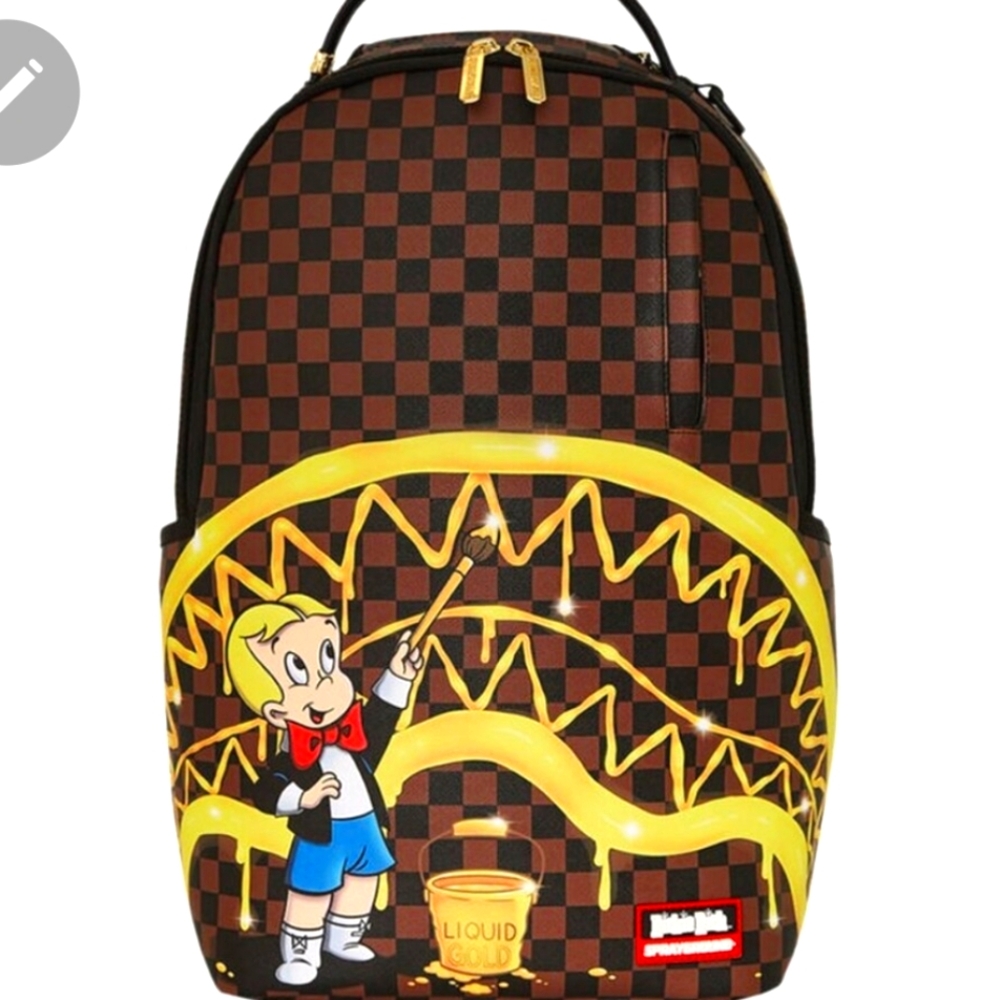 Sprayground Richie Rich Gold Sharkmouth DLXSV Backpack